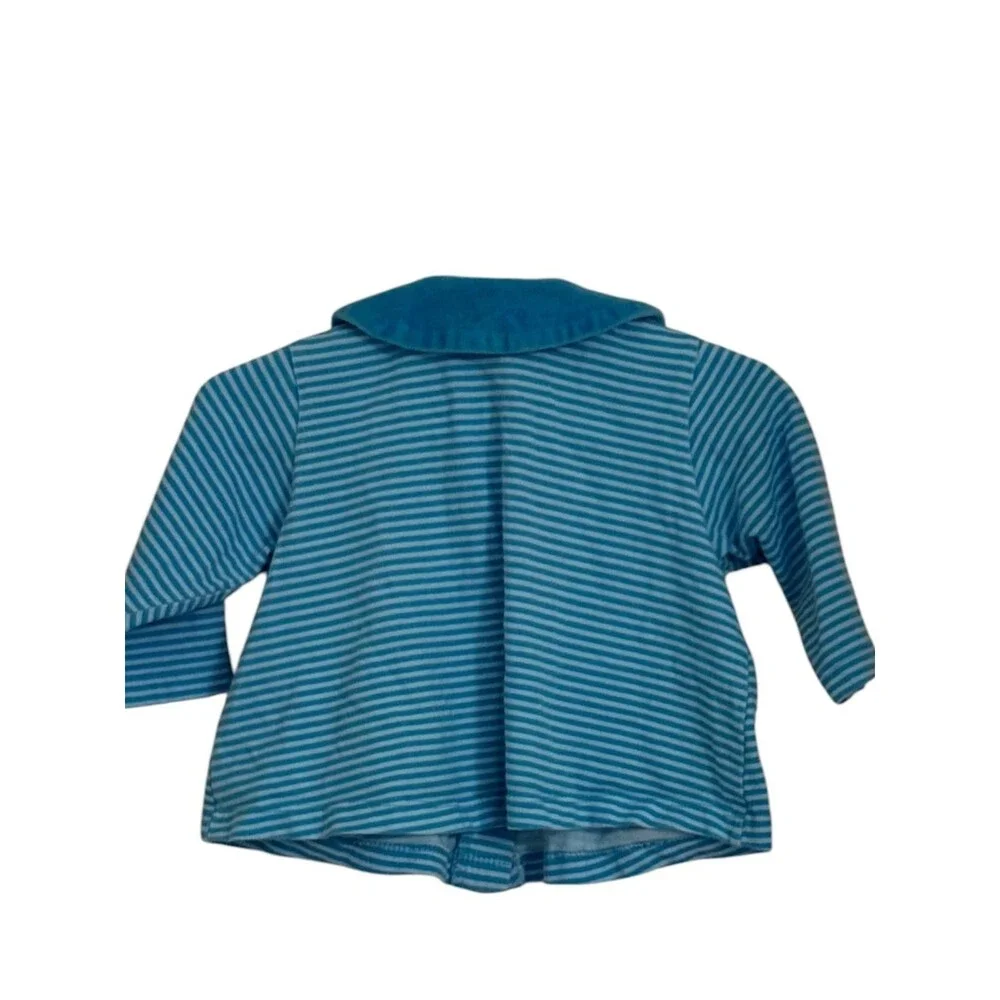 Sweet Potatoes Baby Dog Pocket Cardigan Blue Striped 12M Made in USA
